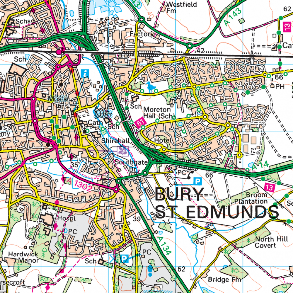 OS155 Bury St Edmunds Sudbury area